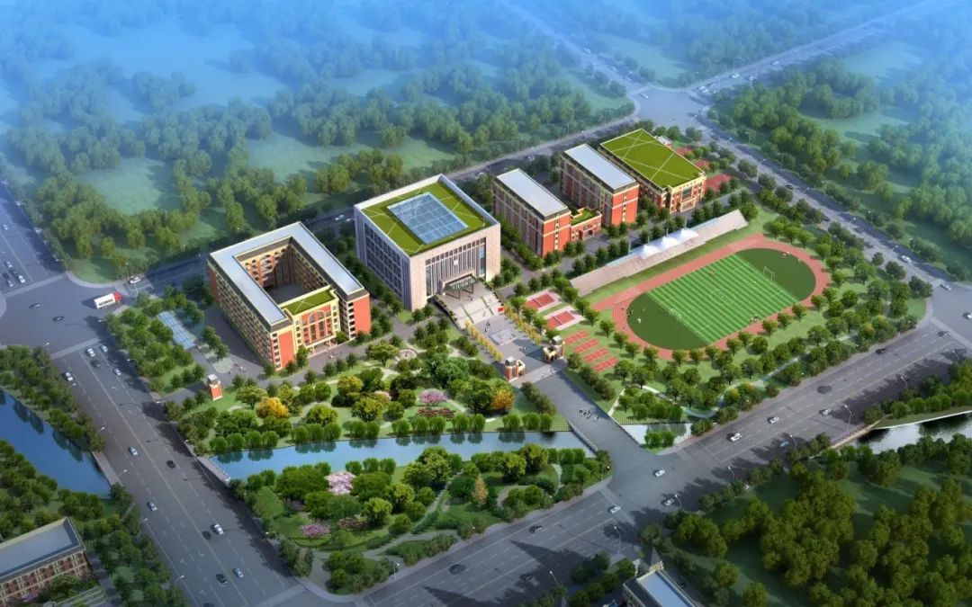 南阳市第五完全学校高中部鸟瞰图