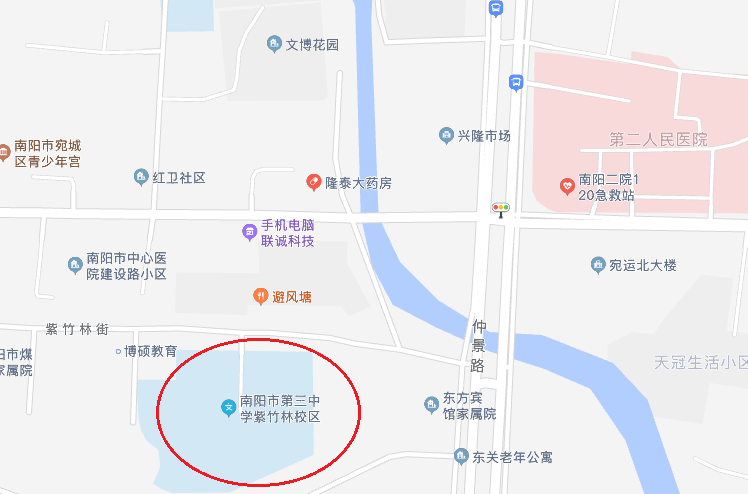 南阳市三中紫竹林校区位置