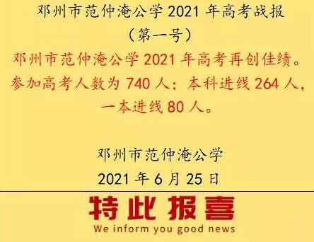 邓州市范仲淹公学2021年高考成绩